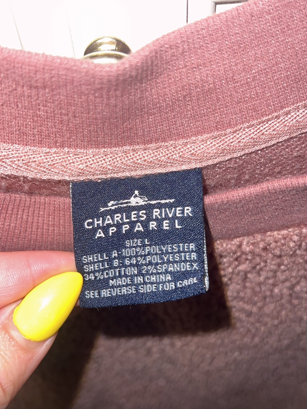 Charles River Apparel Teddy Fleece Pullover Sweatshirt Mauve Pink Size Large - Picture 3 of 4